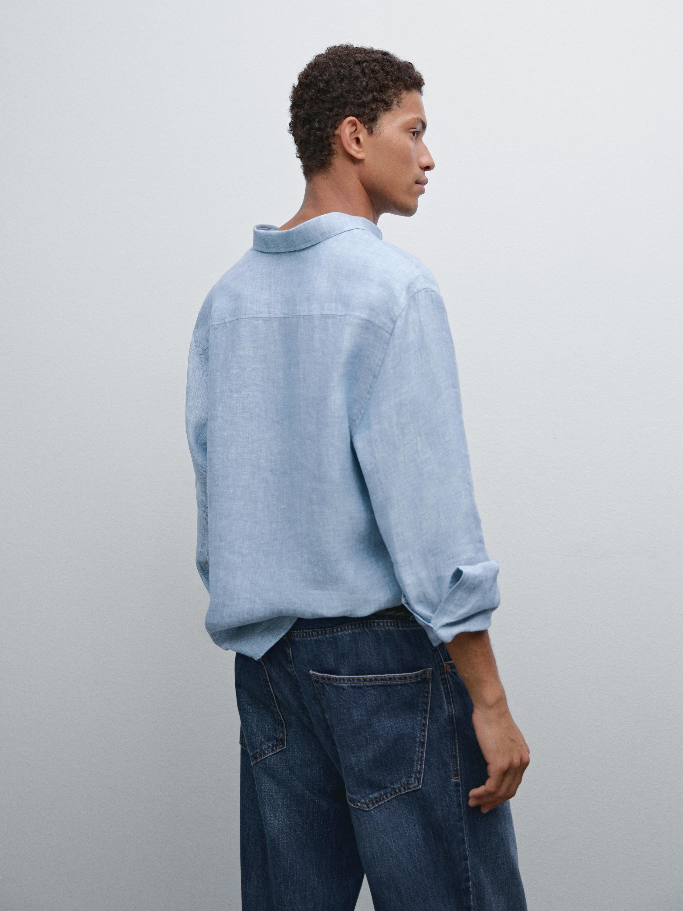 100% linen regular fit Oxford shirt